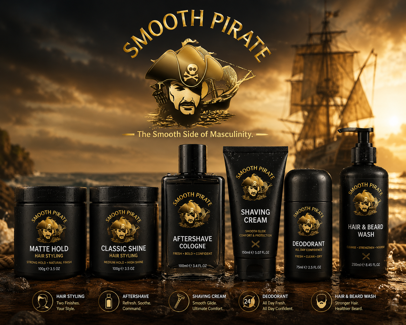 Smooth Pirate grooming collection